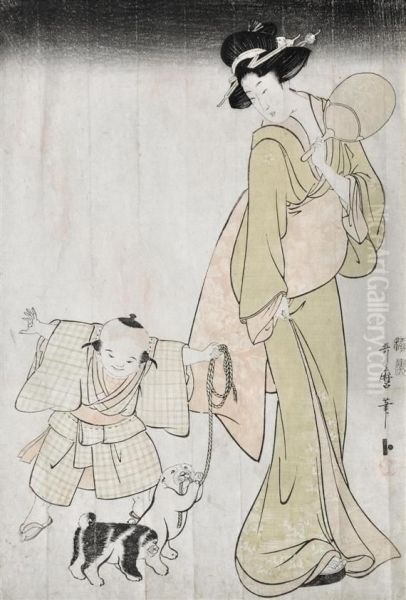 Chuban Oil Painting by Utamaro Ii Kitagawa