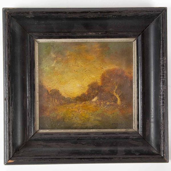 Autumn Sunset Oil Painting by Hudson Mindell Kitchell