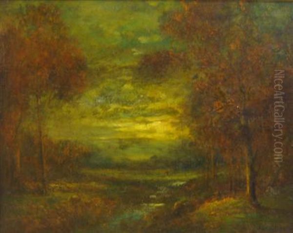 Landscape With Figure Oil Painting by Hudson Mindell Kitchell