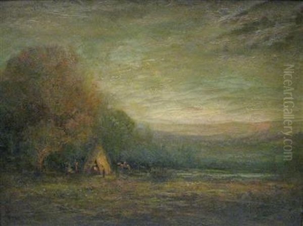 Encampment With Teepee Oil Painting by Hudson Mindell Kitchell