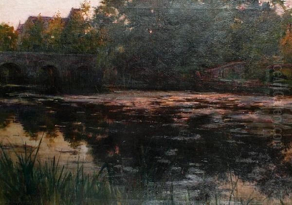 By The Waterside At Dusk Oil Painting by Joseph Milner Kite