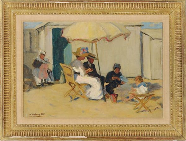 A Leisure Afternoon On The Beach Under The Umbrella Oil Painting by Joseph Milner Kite