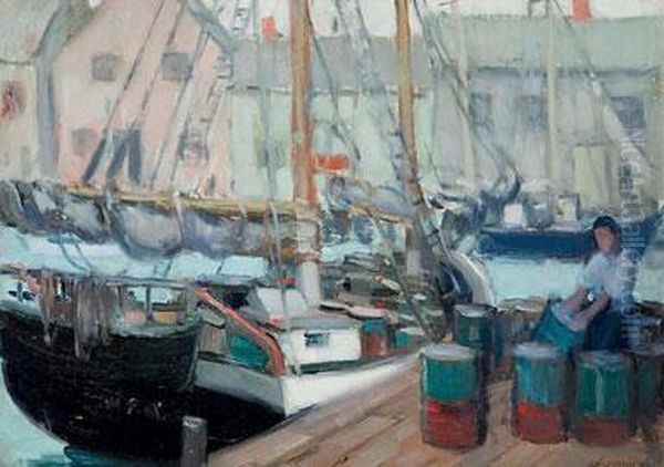 Harbour View Oil Painting by Frederick Kitson Cowley