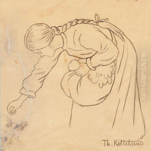 Prinsessen Plukker Myrdun Oil Painting by Theodor Severin Kittelsen