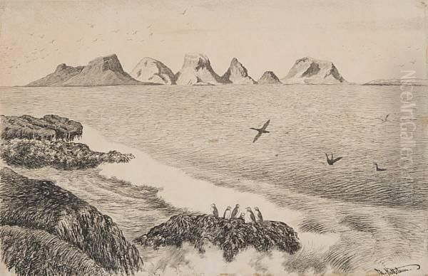 Nykene Seet Fra Skomvaer Oil Painting by Theodor Severin Kittelsen