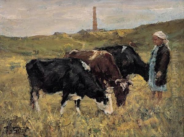 Na Pastwisku, 1938 R. Oil Painting by Marcin Kitz