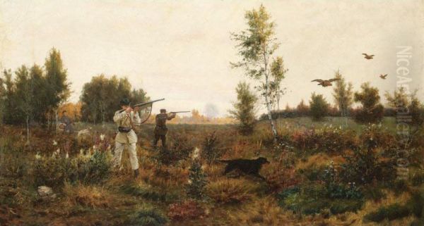 Hunting For Young Pheasant Oil Painting by Aleksej Danilovich Kivsenko