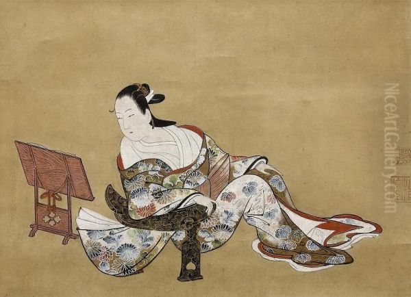 Reclining Courtesan Oil Painting by Torii Kiyomasu