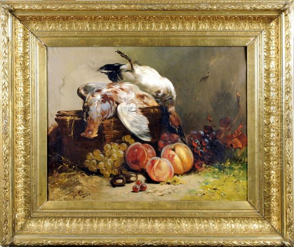 Nature Morte Aux Oiseaux Et Aux Fruits Oil Painting by Jos Klaas