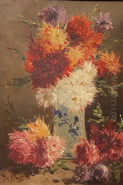 Still Life Of Flowers Oil Painting by Jos Klaas