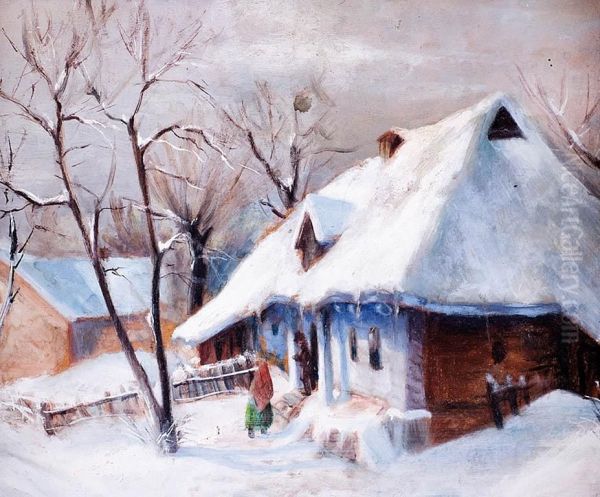 Dworek W Zimowym Pejzazu Oil Painting by Artur Klar