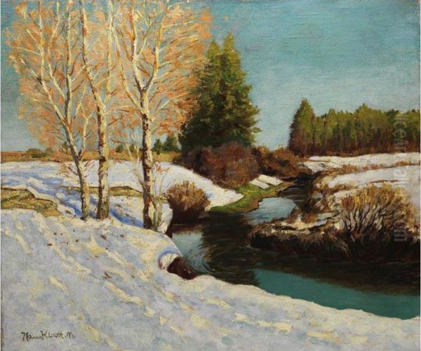 Winter An Der luipold Oil Painting by Hans Klatt