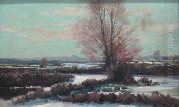 Winterlandschaftmit Park Oil Painting by Hans Klatt