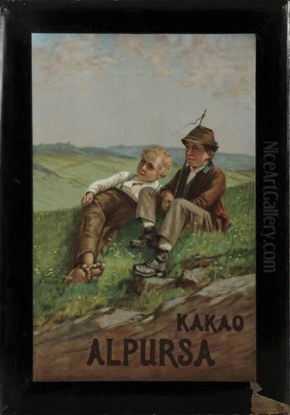 Werbeschild Fur 'kakaoalpursa' Oil Painting by Theodor Kleehaas