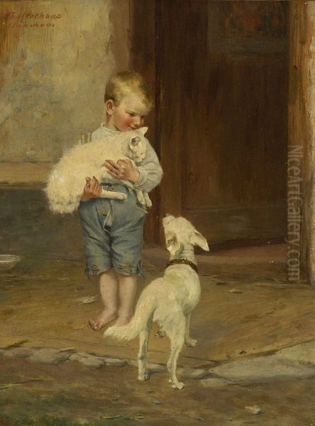 Der Kleine Tierfreund Oil Painting by Theodor Kleehaas