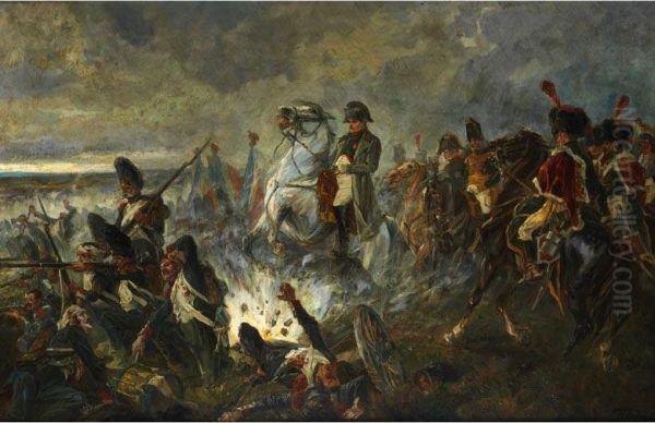 Napoleon Zu Pferd Auf Dem Ruckzug Aus Der Schlacht Oil Painting by Friedrich Emil Klein