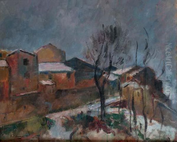 Paysage De Neige A Cagnes Sur Mer Oil Painting by Fritz Klein