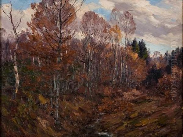 Herbstwald Oil Painting by Maximilian Klein Von Diepold