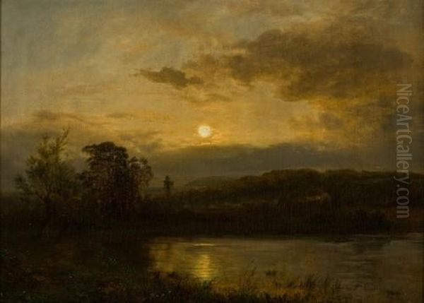 Abendstimmung Am See Oil Painting by Wilhelm Klein