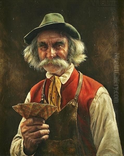 The Card Player Oil Painting by Wilhelm Klein