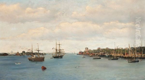 View Of Etelasatama, Helsinki Oil Painting by Oskar Conrad Kleineh