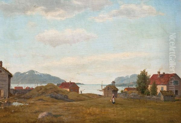 Fjord View Oil Painting by Oskar Conrad Kleineh