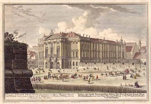 Ansicht Des Palais Trautson In Wien Oil Painting by Salomon Kleiner