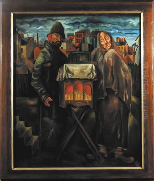 Kataryniarz, Ok. 1933 R. Oil Painting by Fryderyk, Fryc Kleinmann