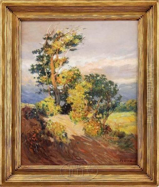 California Landscape With Eucalyptus Trees Oil Painting by Joseph A. Kleitsch