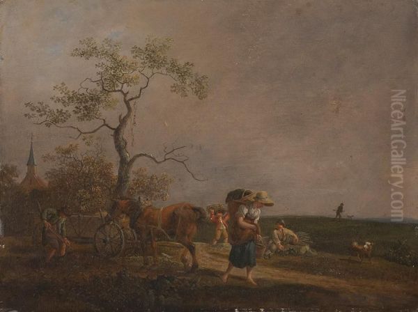 Bauern Bei Der Feldarbeit Oil Painting by Johann Christian Klengel