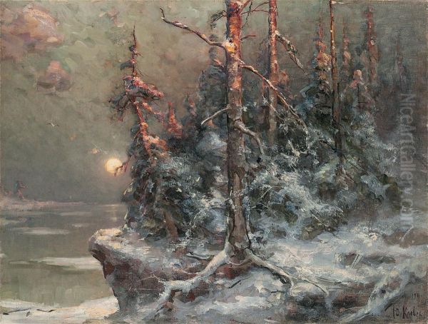 Pine Forest Oil Painting by Iulii Iul'evich (Julius) Klever