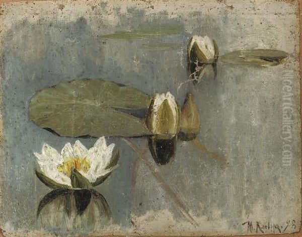 Waterlilies In Bloom Oil Painting by Iulii Iul'evich (Julius) Klever