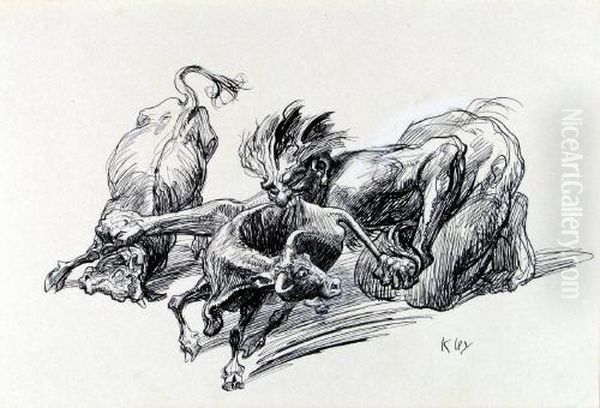 Warmes Abendbrot Oil Painting by Heinrich Kley