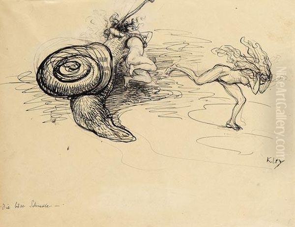 Die Bose Schnecke Oil Painting by Heinrich Kley