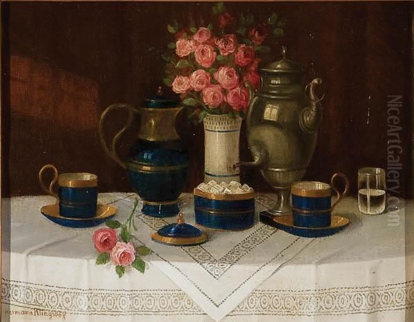 Tea Time Oil Painting by Hermann Klingsbogel