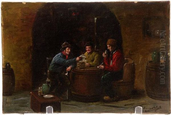 Debating The News Oil Painting by Rudolf Klingsbogl