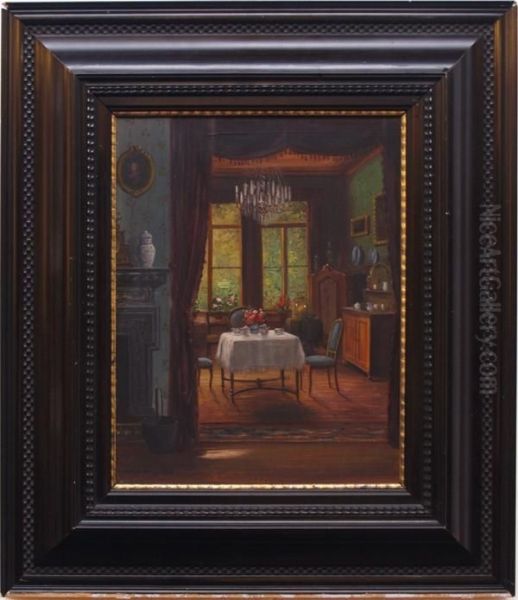 Interier Salonu Oil Painting by Rudolf Klingsbogl