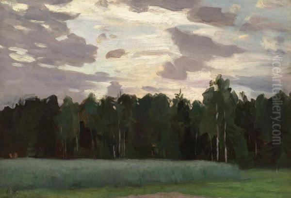 Landscape At Dusk Oil Painting by Nicolai Alexandrov. Klodt