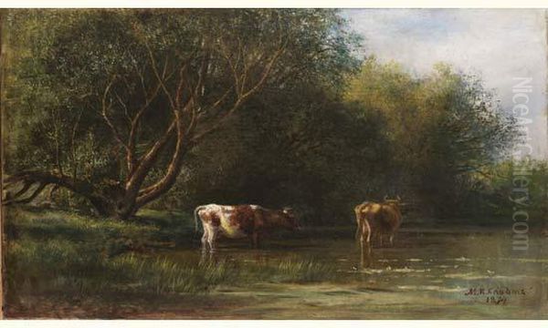 Landscape With Cows Oil Painting by Michail Konstantin Klodt Von Jurgensburg