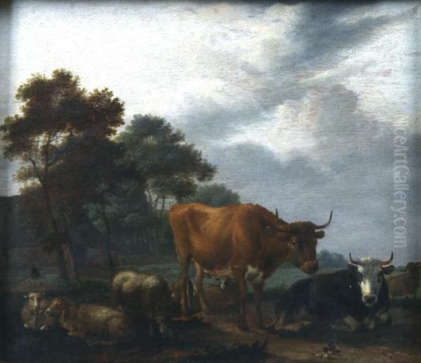 Vaches Panneau De Chene Oil Painting by Albert-Jansz. Klomp