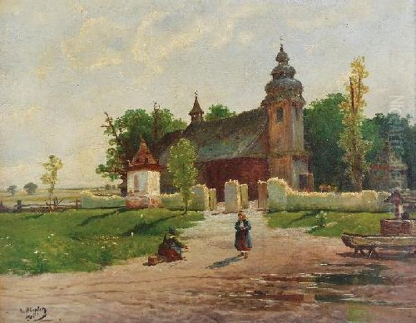 Przed Kosciolem Oil Painting by Karl Klopfer