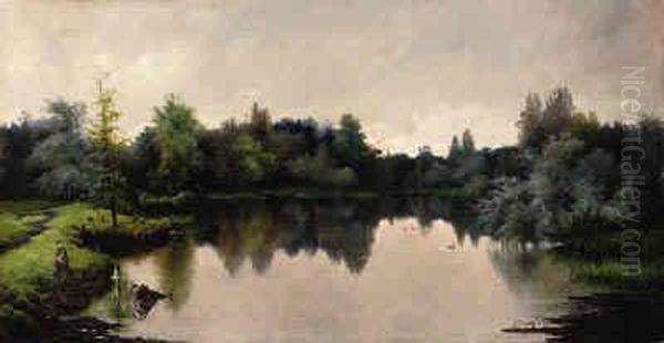 Dusk On The Lake Oil Painting by Karl Klopfer