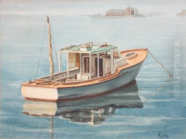 Boat Moored In A Bay Oil Painting by Edmund Klotz