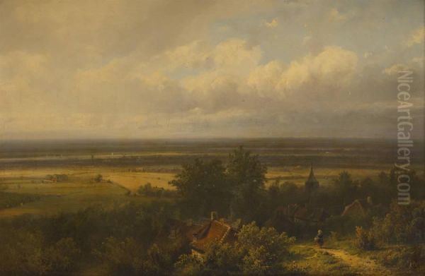 La Sortie Du Village Oil Painting by Pieter Lodewijk Francisco Kluyver