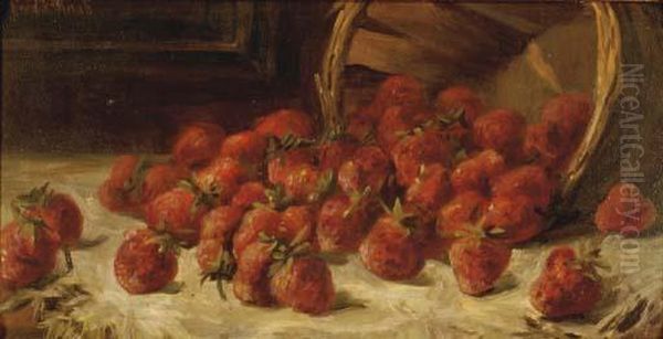 A Basket Of Strawberries Oil Painting by Frederick Knab