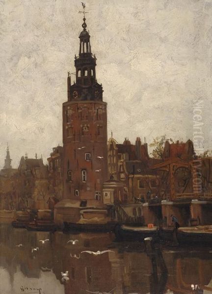 The Montelbaanstoren Tower Oil Painting by Gerrit Willem Knap