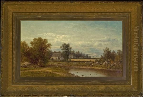 Farm In An Extensive New England Landscape Oil Painting by Charles Wilson Knapp