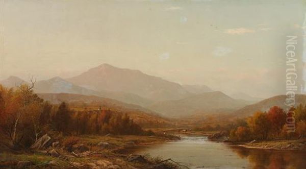 Mountain Landscape With River Oil Painting by Charles Wilson Knapp