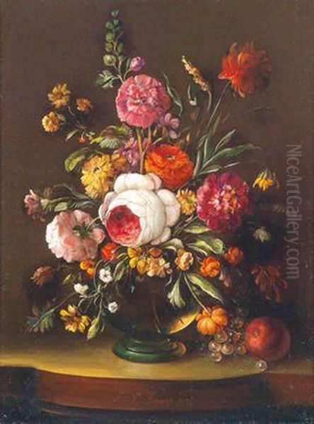 Blumenstillleben Oil Painting by F. Knapp