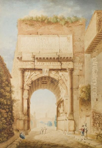 The Arch Of Titus Oil Painting by Franz Knebel